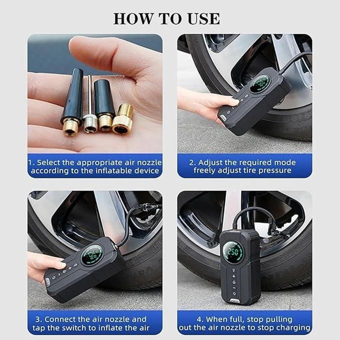 Compresseur d'air portable voiture automatique ضاغط هواء محمول للسيارات تلقائي