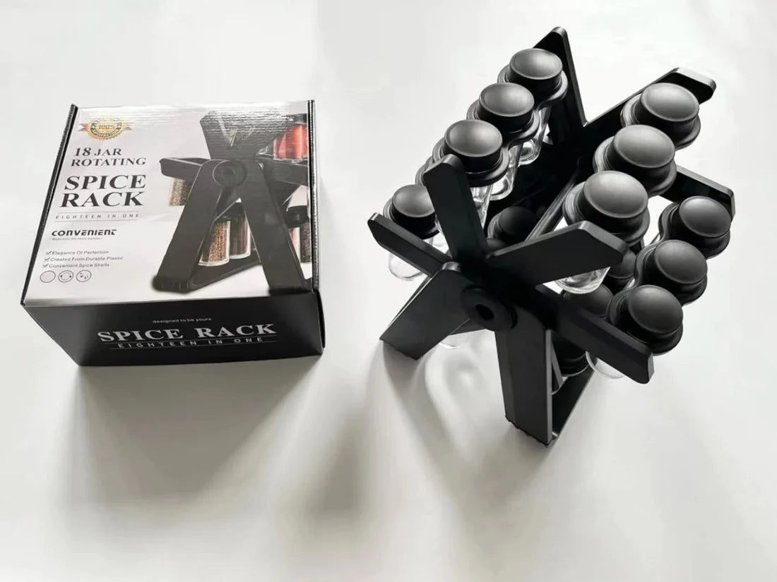 Présentoir à Épices Avec18 Pots Verre Caroussel épices,Rotatif 360 Organisateur