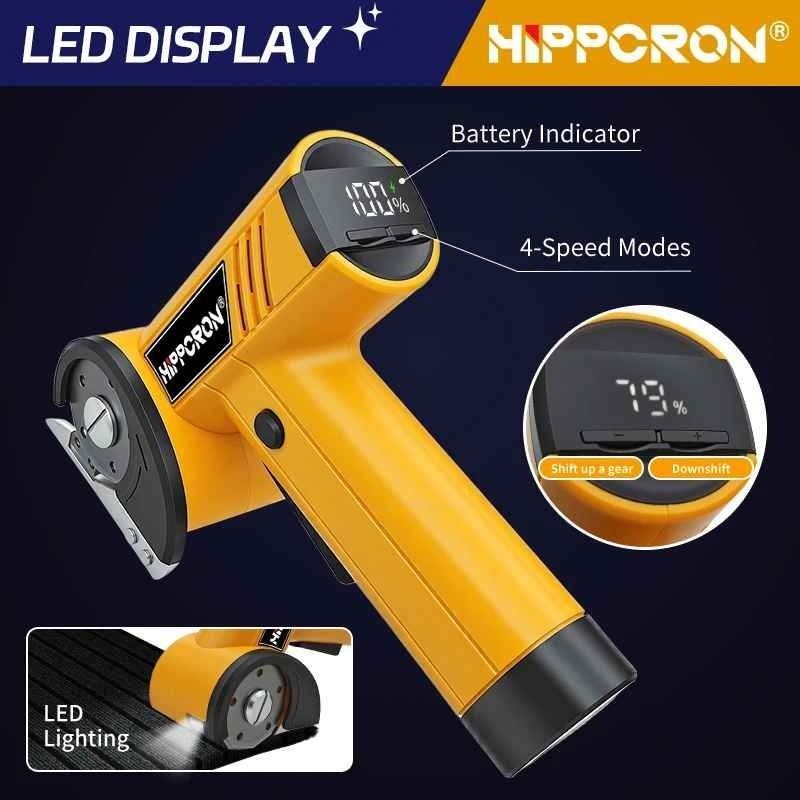 ciseaux électriques sans fil Hippcron قاطع كرتون كهربائي، مقص كهربائي لاسلكي بجهد 4.2 فولت مزود بإضاءة LED