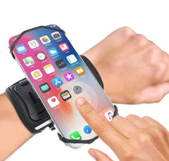 Brassard de course rotatif à 360° avec pochette pour écouteurs حامل هاتف للمعصم قابل للدوران 360 درجة