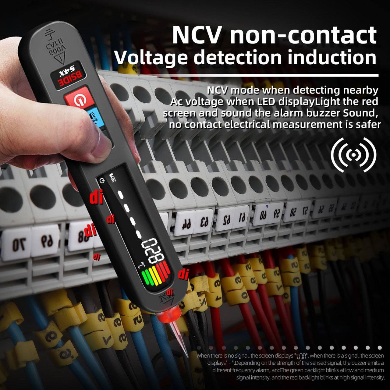 جهاز اختبار جهد كهربائي 12-300 فولت تيار متردد، كاشف تسرب كهرباء BSIDE SMART VOLTAGE TESTER  Testeur de Tension AC 12-300V, Détecteur de Fuite Électrique