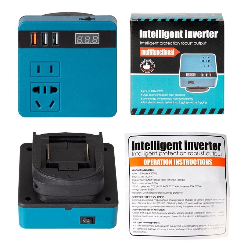 Onduleur Convertisseur de Puissance Portable DC 18-21V محول طاقة محمول من تيار مستمر 18-21 فولت إلى تيار متردد 220 فولت للاستخدام الخارجي