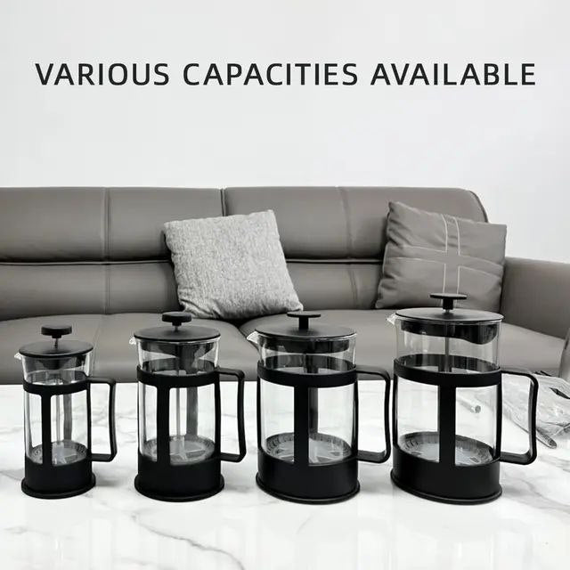 إبريق شاي سعة 300 مل وماكينة صنع قهوة فرنسية Théière et Presse à Café à Piston 300ml, Cafetière en Verre Borosilicate avec Filtre en Acier