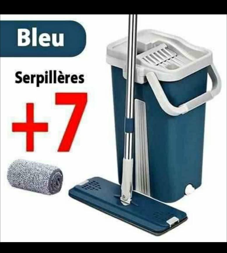 Balai serpillière plat avec seau essoreur مكنسة مسطحة مع دلو عصر