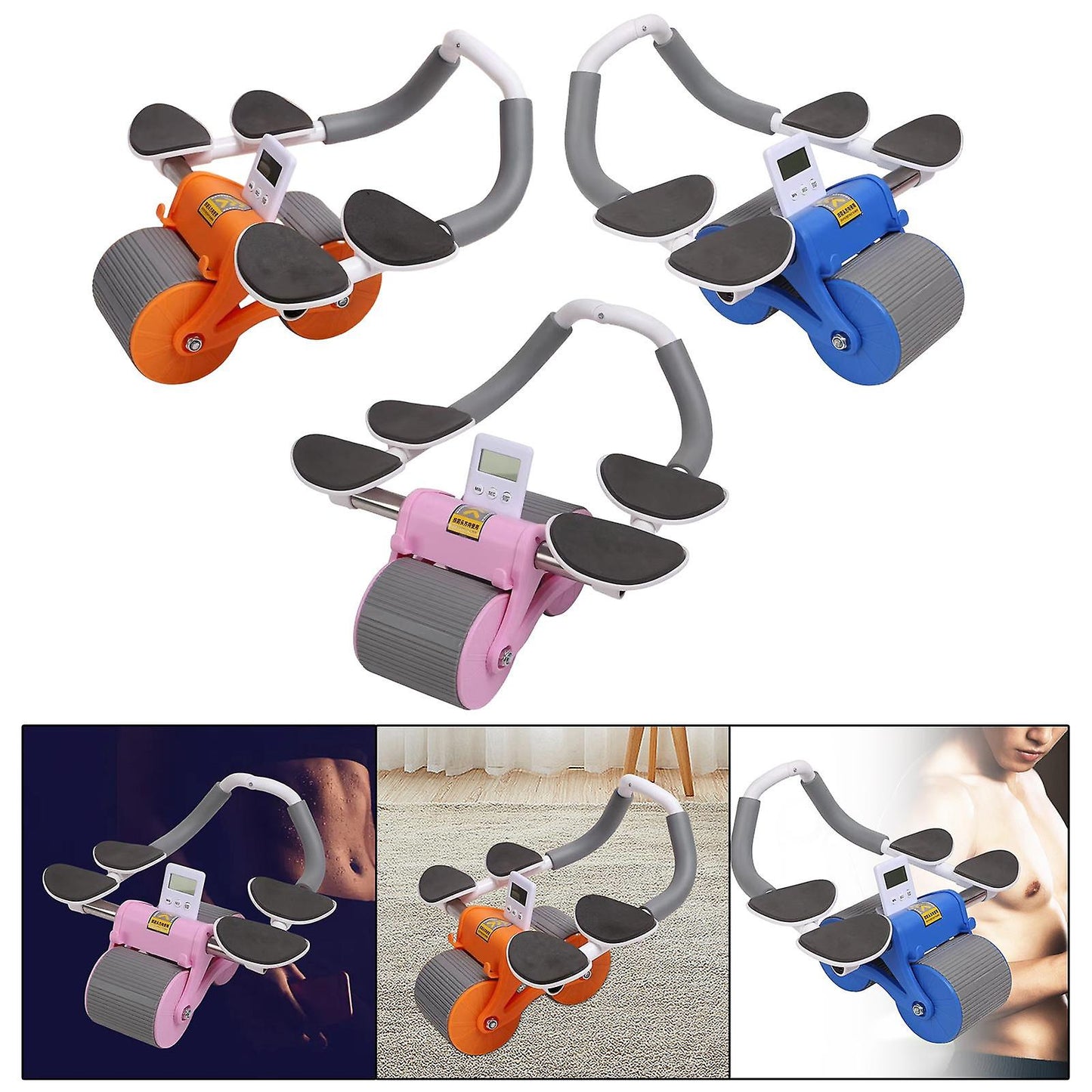 بكرة تمارين البطن مع دعم الكوع ومؤقت للرجال والنساء Rouleau d’exercice pour l’Abdomen avec Support de Coude et minuterie pour hommes et femmes