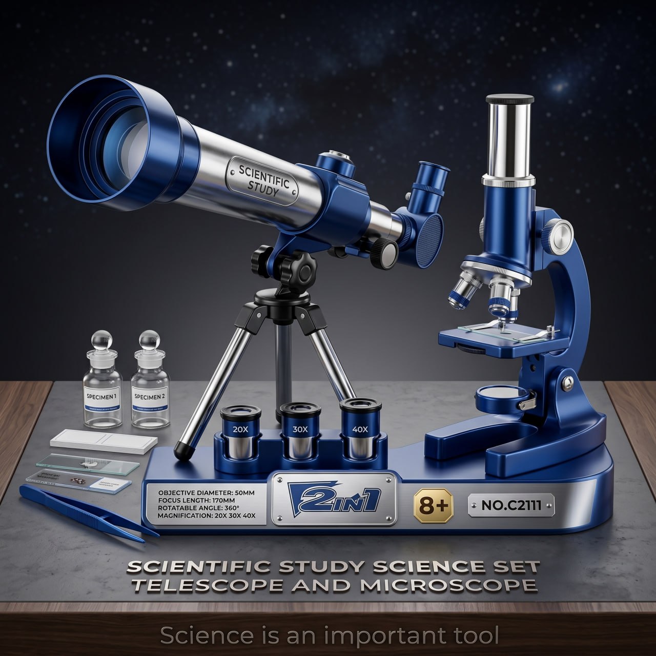 مجموعة أدوات تعليمية علمية للأطفال مع تلسكوب ومجهر Kit Scientifique Enfant Télescope  et Microscope