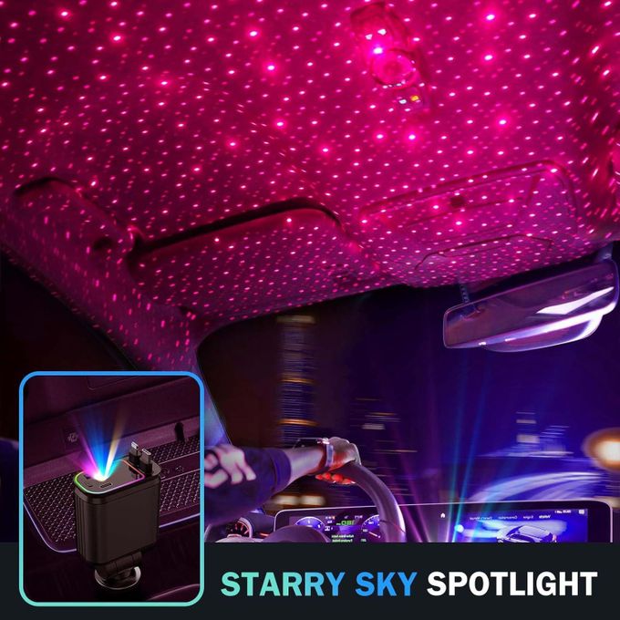 شاحن سيارة قابل للسحب 4 في 1 مع سقف بإضاءة النجوم Chargeur Voiture 4en1 Rétractable avec toit Starlight