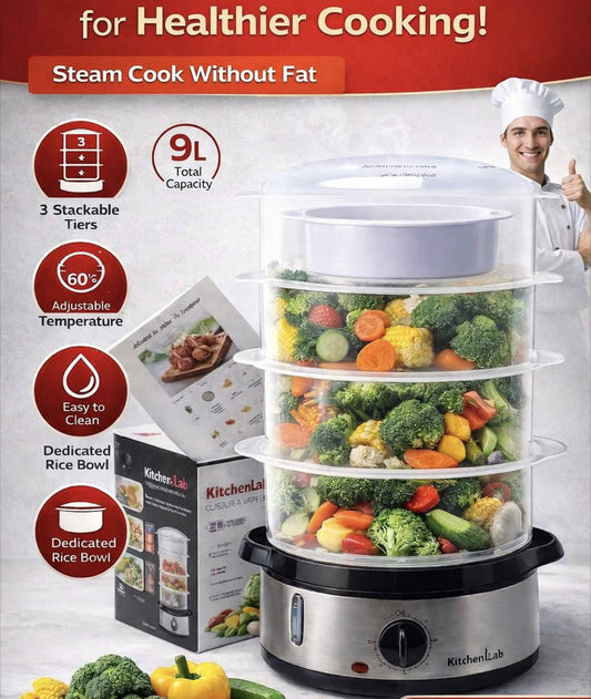 بخارة الطعام الكهربائية بثلاث طوابق Cuiseur vapeur électrique à trois niveaux