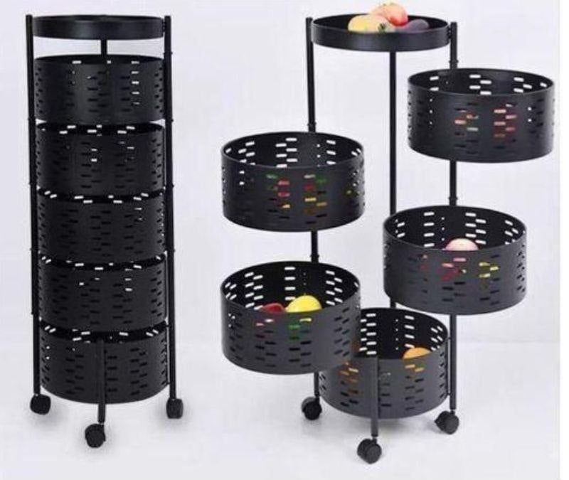 عربة تخزين بخمسة أرفف مزودة بعجلات ورف معدني للتخزين متعدد الوظائف Chariot 5 Niveaux Avec Roulette, Étagère En Metal Pour Rangement Multifunction