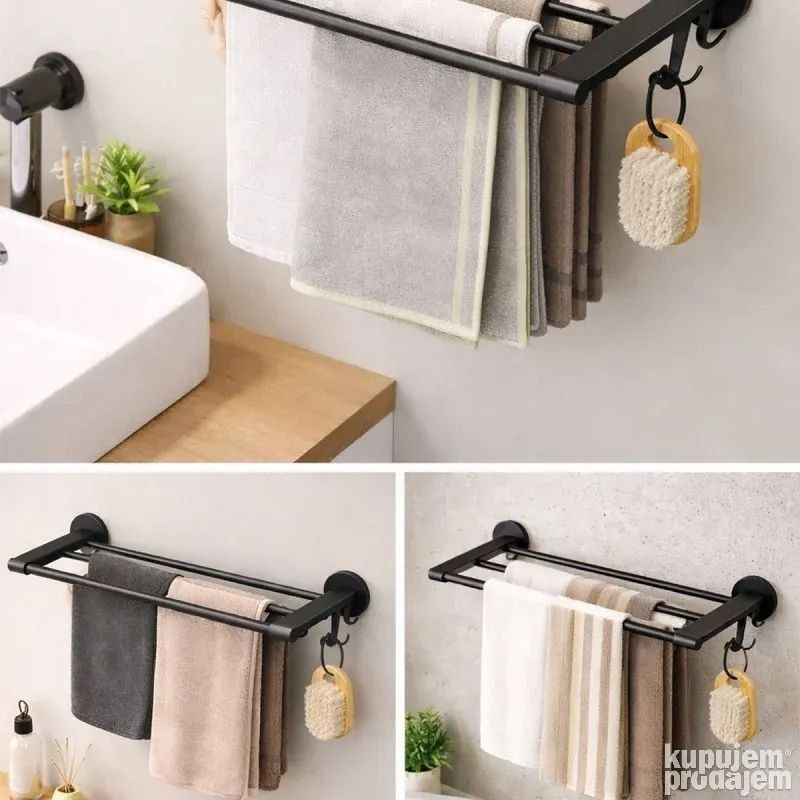 رف مناشف حمام مثبت على الحائط من الفولاذ المقاوم للصدأ Porte-serviettes mural de salle de bain en acier inoxydable