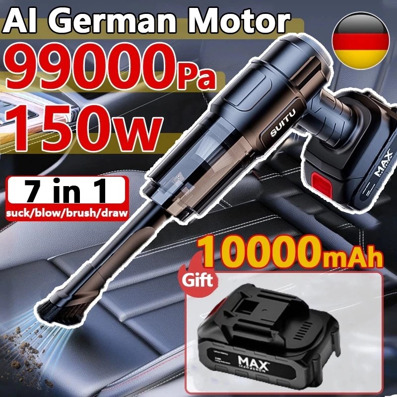 مكنسة يدوية لاسلكية قابلة لإعادة الشحن مزودة ببطارية طويلة الأمد Aspirateur à Main Sans Fil Rechargeable avec Batterie Longue Durée