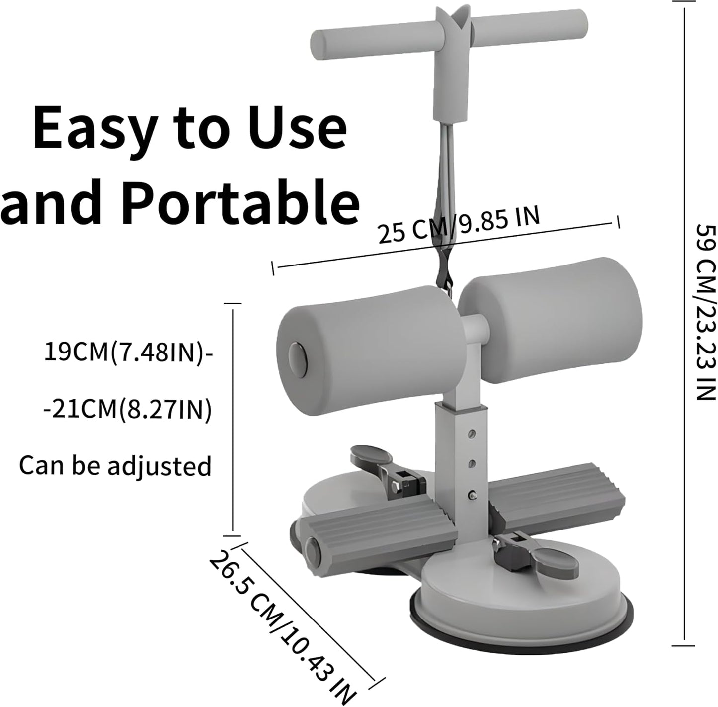 قضيب تمارين البطن، حامل أرضي محمول قابل للتعديل لتمارين البطن Barre d'abdominaux portable et réglable avec 2 ventouses puissantes et 1 bande de résistance