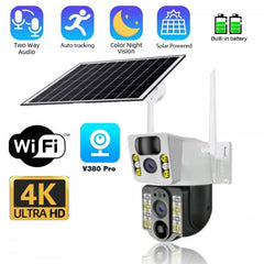 Camera solaire Wi-Fi 10 MP Double Lens Détection Alarme PIR كاميرا شمسية تعمل بالواي فاي بعدسة مزدوجة بدقة 10 ميجابكسل مع إنذار حركة بالأشعة تحت الحمراء