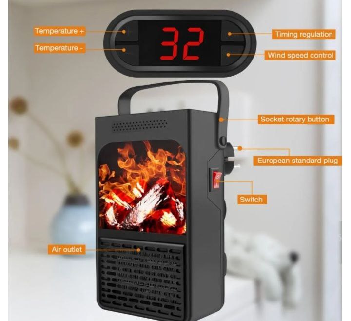 سخان جداري محمول بتصميم لهب Chauffage mural portable avec motif flamme