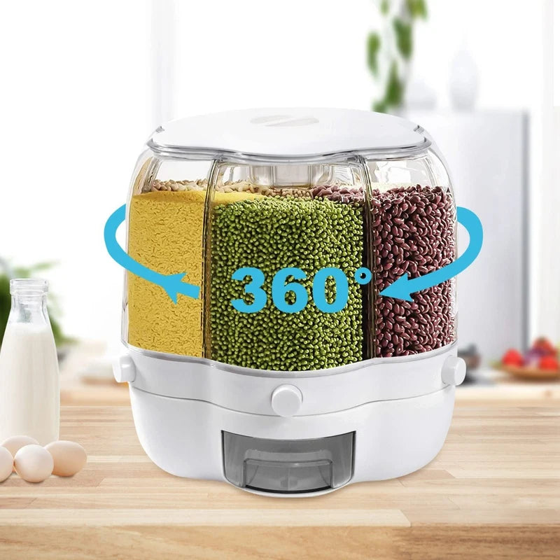 7L منظم القطاني 7 لتر الحجم الكبير Rotating Rice Barrel Distributeur et rangement hermétique pour céréales et légumineuses
