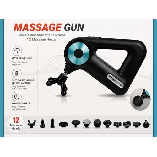 Massage Gun 12 heads Pistolet de Massage Musculaire Électrique 12 Têtes, Rechargeable مسدس تدليك 12