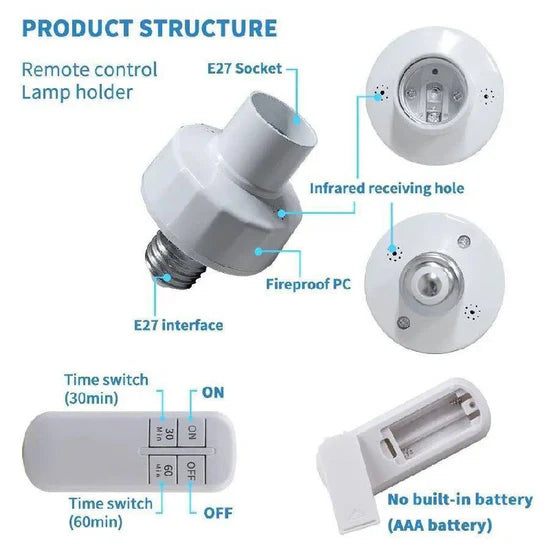 حامل مصباح لاسلكي للتحكم عن بعد Support de lampe Led sans fil E27