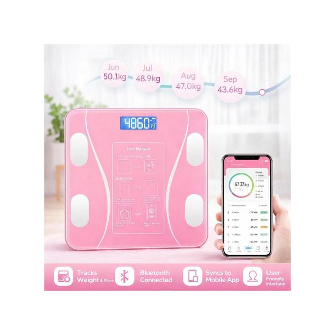 الميزان الذكي الوردي Balance intelligente rose pèse-personne électronique connecté