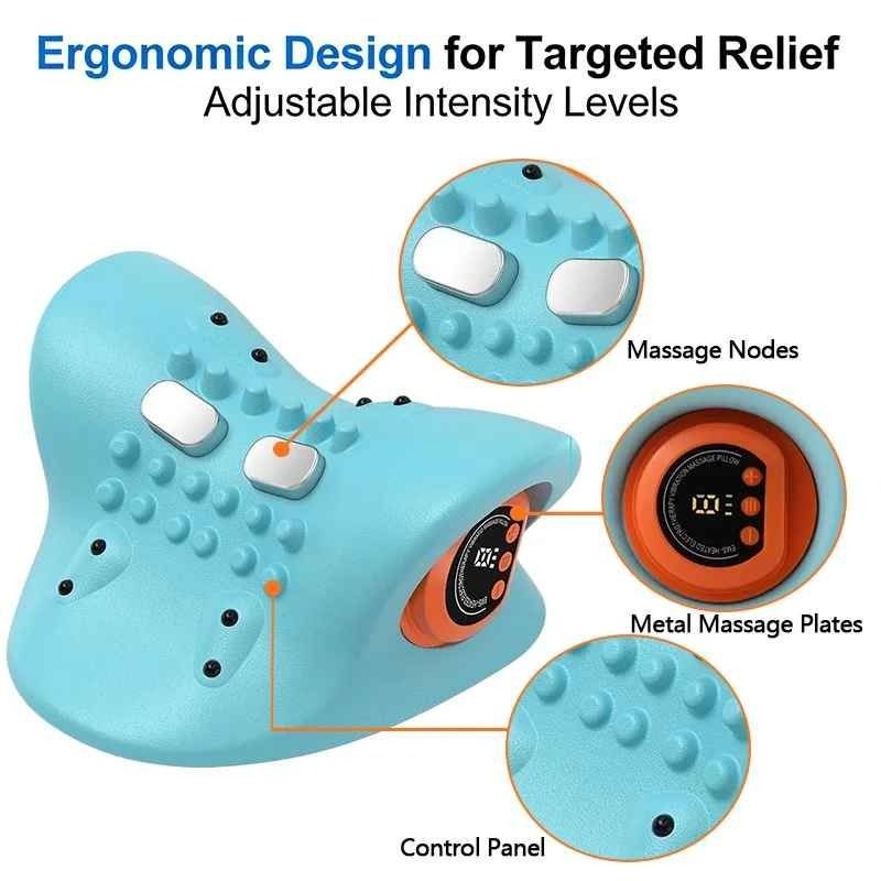 Appareil de massage électrique pour la nuque, oreiller cervical à vibrations chauffantes جهاز تدليك الرقبة الكهربائي مع خاصية التسخين والاهتزاز، وسادة للرقبة