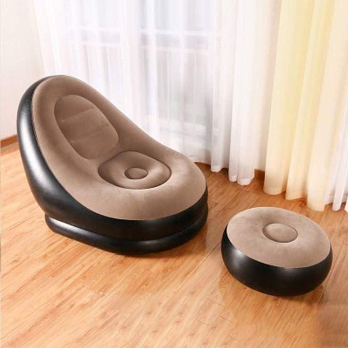 كرسي أريكة استرخاء قابل للنفخ محمول مع مسند للقدمين Chaise Longue Gonflable Portable avec Pouf Canapé Pliable