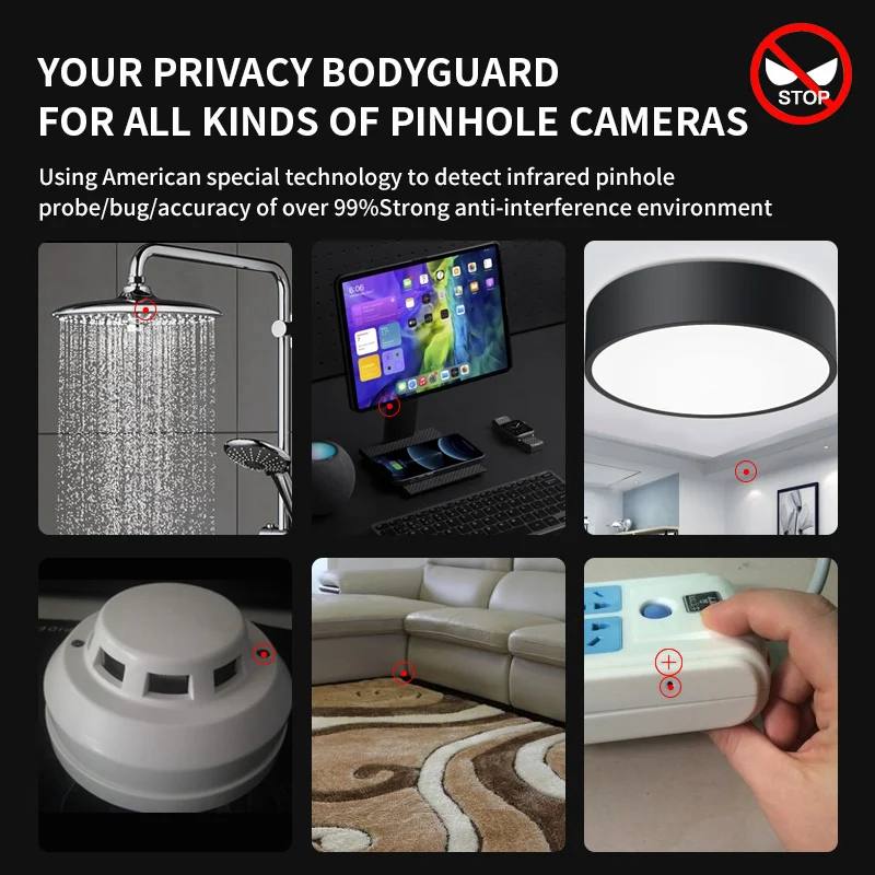 كاشف كاميرات التجسس المصغر Intellegent detector Mini détecteur de caméras espion, détecteur de signal sans fil rechargeable