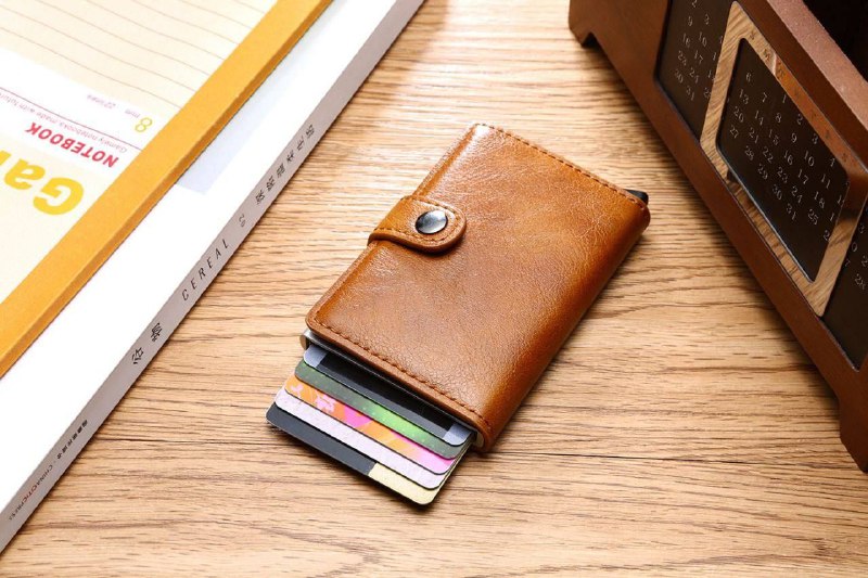 Portefeuille en cuir PU Porte-carte d'identité anti RFID