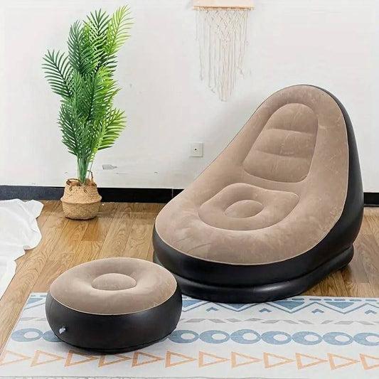 كرسي استرخاء قابل للنفخ مع وسادة للقدم Chaise Longue Gonflable avec Coussin de Pied