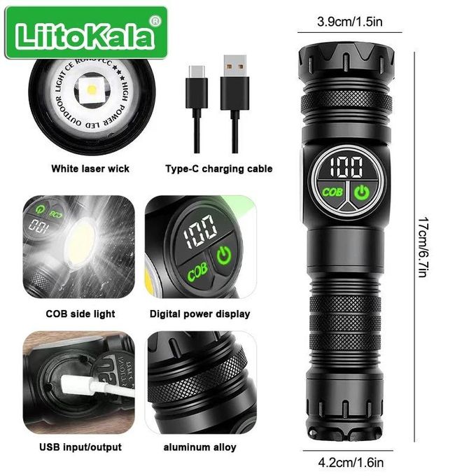 Lampe torche à faisceau élevé hyper puissant rechargeables à LED مصباح يدوي LED عالي الشعاع وقابل لإعادة الشحن