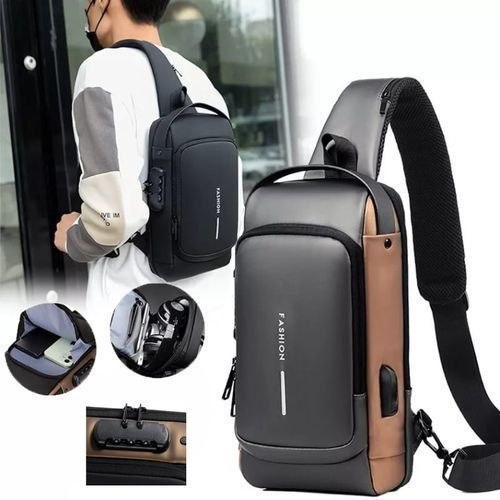 Sac à bandoulière USB antivol multifonction pour hommes حقيبة كتف متعددة الوظائف مضادة للسرقة مزودة بمنفذ USB للرجال