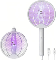 مصباح LED UV صاعق للناموس مضرب كهربائي للبعوض، مصباح طارد للبعوض 2 في 1، قابل لإعادة الشحن عبر منفذ USB