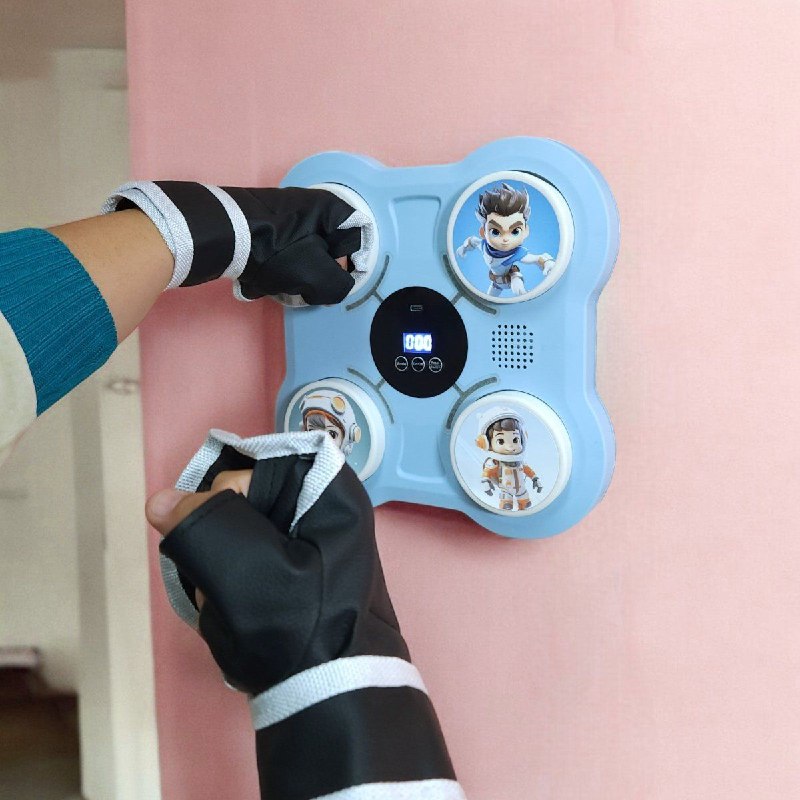 Kids Interactive Boxing Pad with Stickers جهاز الملاكمة التفاعلي للأطفال مزود بملصقات شخصيات ممتعة وأضواء تفاعلية