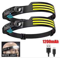 Lampe Frontale à Induction COB LED avec Capteur مصباح أمامي LED قابل لإعادة الشحن عبر USB