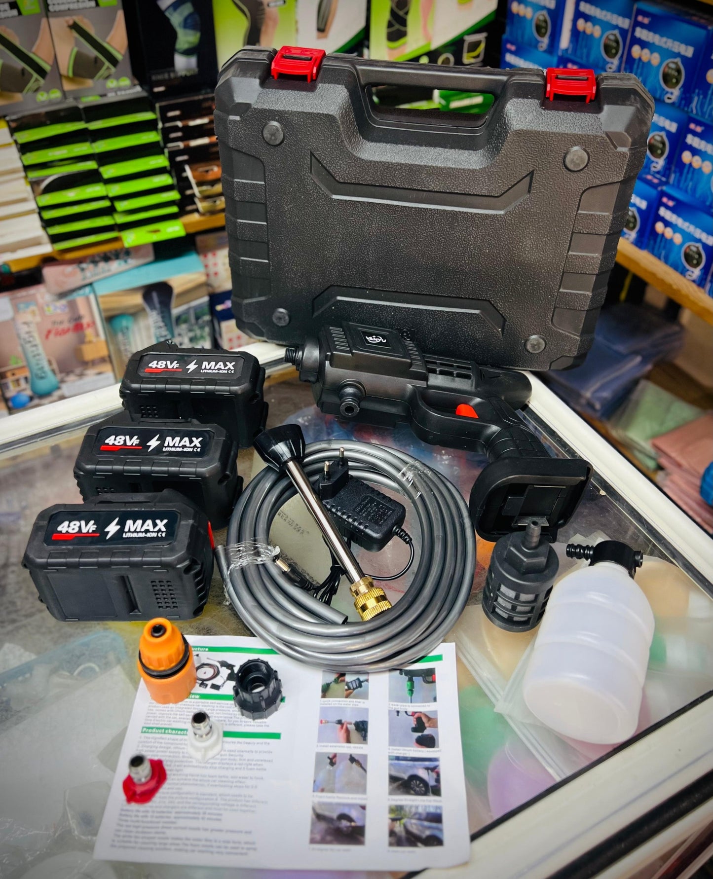 48V Rechargeable Water Sprayer- 3 Batteries مسدس رش المياه الكهربائي القابل للشحن 48V- بـ 3 بطاريات