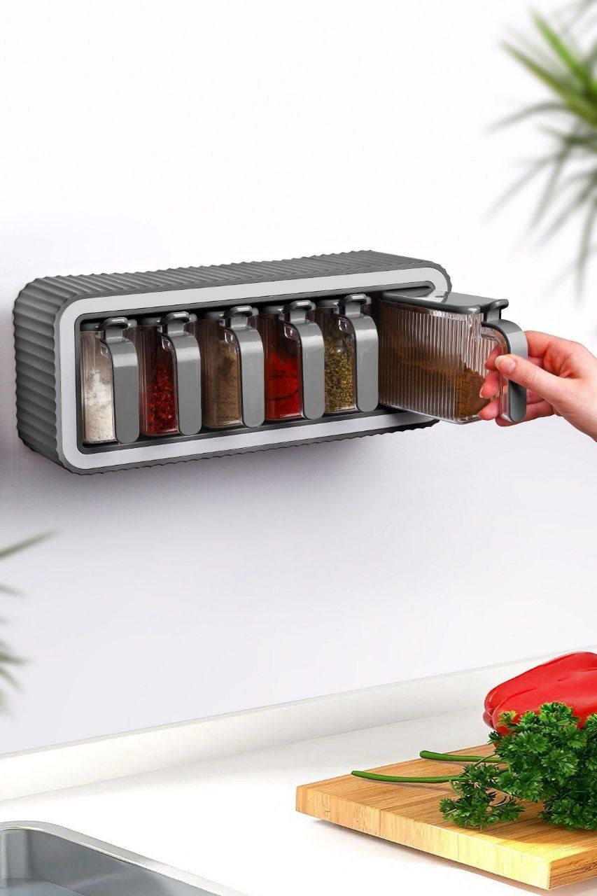 Organisateur d’Épices avec 6 Bocaux منظم التوابل مع 6 برطمانات