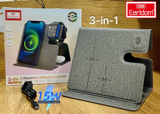 3IN1 Foldable wireless Charger 15W Station de charge sans fil Triplo RCS