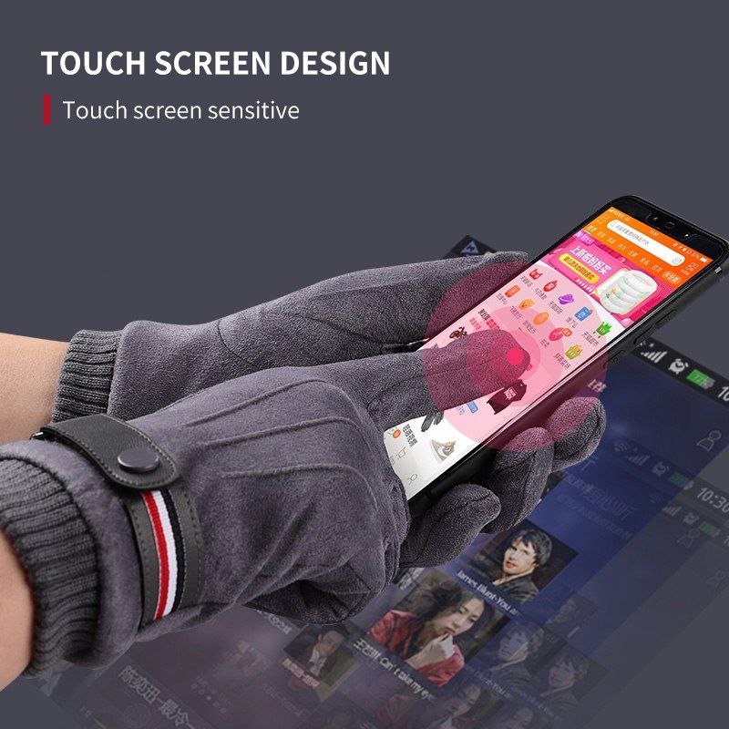 Gants de cyclisme d'hiver pour hommes avec écran tactile, gants en velours coupe-vent قفازات ركوب الدراجات الشتوية للرجال مزودة بشاشة لمس، قفازات مخملية مقاومة للرياح