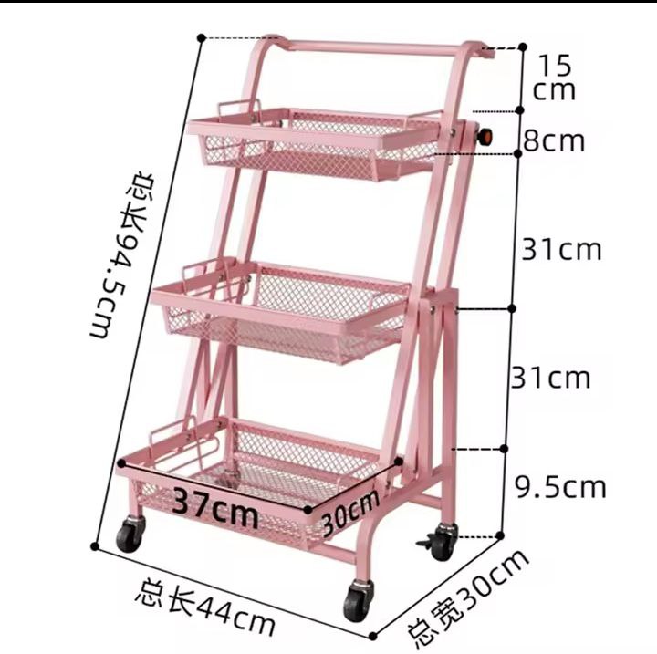 Étagère de rangement mobile multicouche au sol, chariot rotatif رف تخزين أرضي متحرك متعدد الطبقات، عربة دوارة، رف تخزين مطبخ قابل للطي بشكل متوازٍ