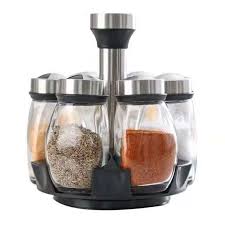 Spice Rack Set 7pcs مجموعة رفوف التوابل الدوارة porte-épices rotatif en verre et en métal