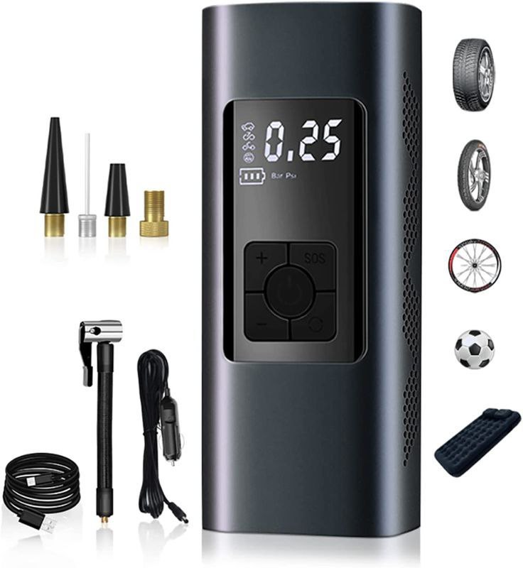 Smart Portable Air Compressor 10 Bar منفاخ هواء ذكي محمول للسيارات والدراجات