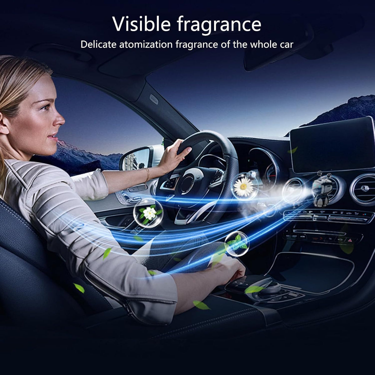 معطر سيارة على شكل روبوت موزع عطر صامت يدوم طويلاً Désodorisant de voiture en forme de robot Diffuseur de parfum silencieux