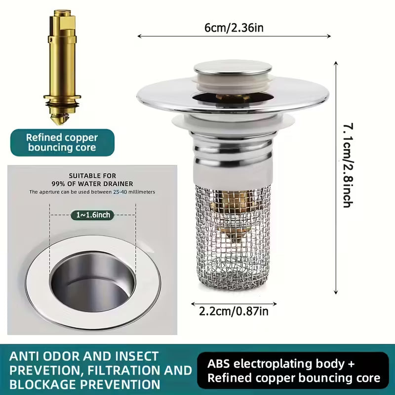 Bouchon de Lavabo en Acier Inoxydable, Écumoire de Drainage  سدادة الحوض المصنوعة من الفولاذ المقاوم للصدأ