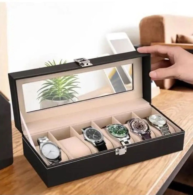 حامل عرض ساعات فاخر من الجلد يتسع لست ساعات Boîte à montres en cuir LUX Presentoir pour 6 montres