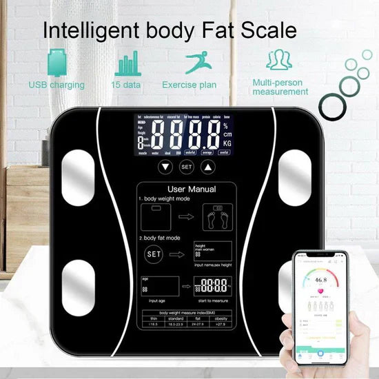 Human Electronic Scale ميزان الكتروني يعمل مع تطبيق Body Fat Scale balance impédancemètre connectée Balance Numérique Intelligente