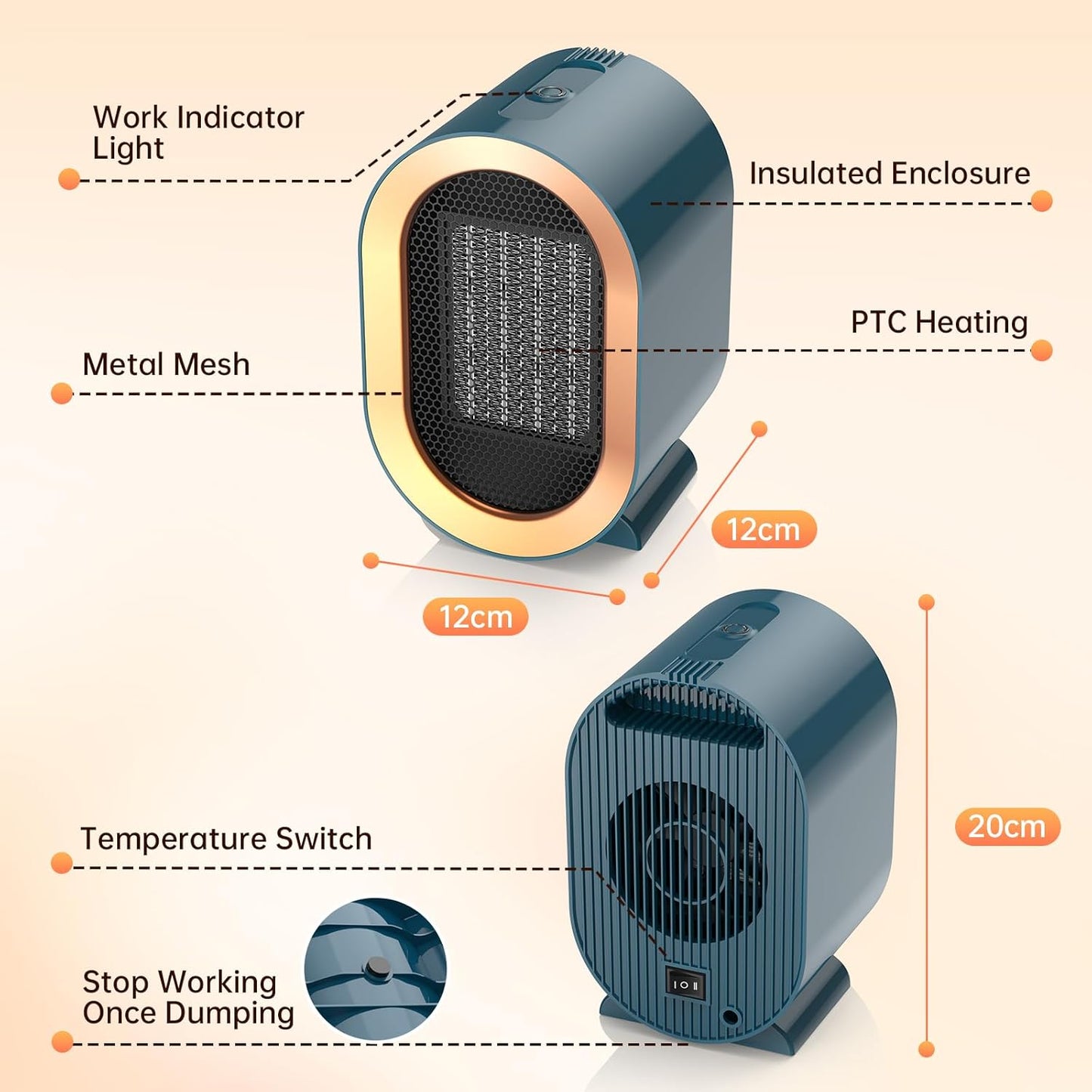 مروحة تدفئة مدفأة كهربائية صغيرة محمولة Heating fan JX1288