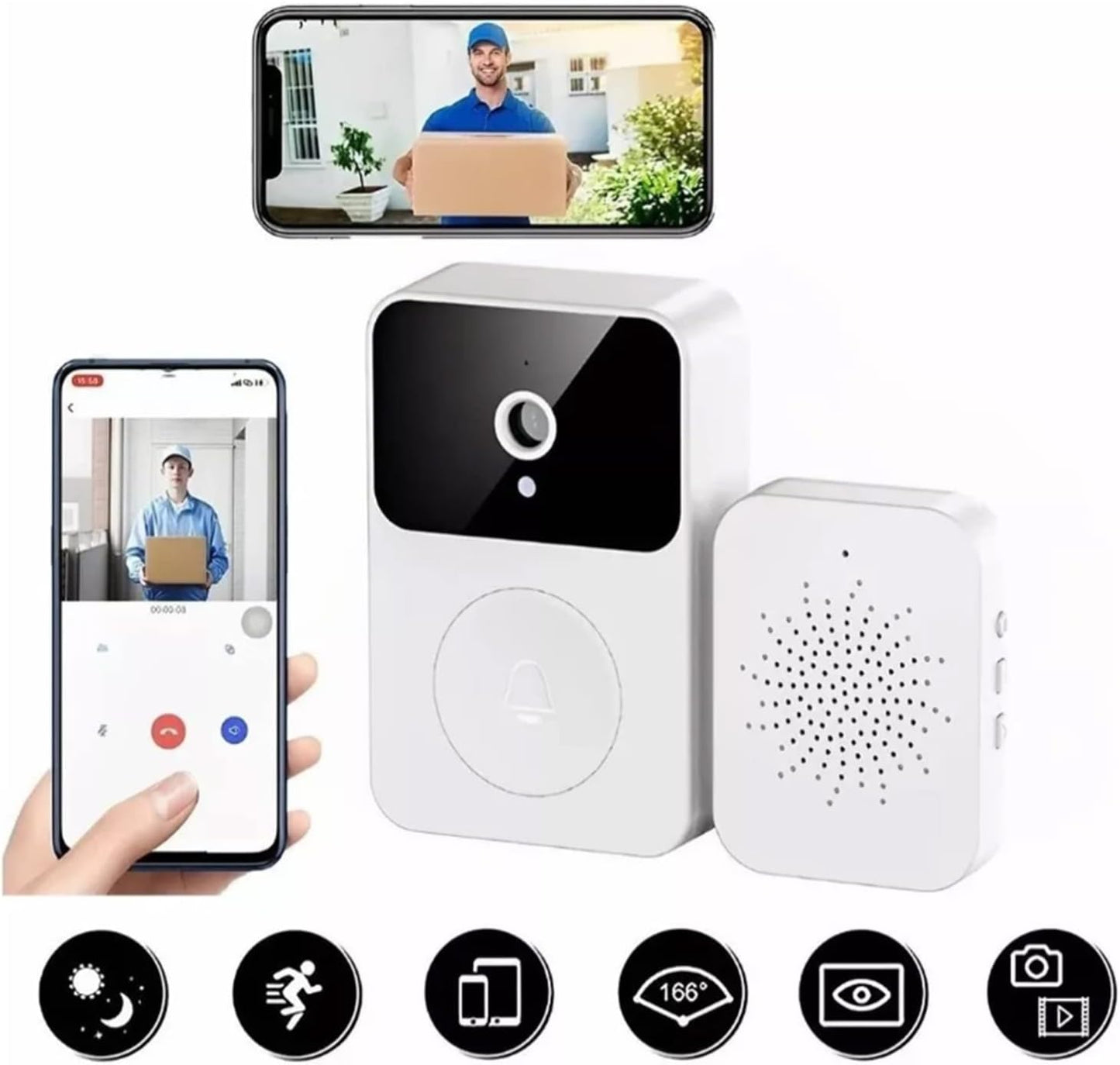 كاميرا جرس باب مراقبة المنزل Caméra sonnette vidéo surveillance maison
