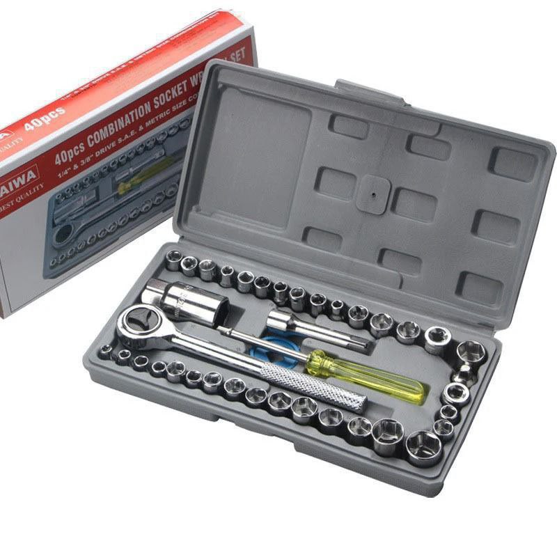 Boite D'outils 40 Pièces Ensemble de Clés à Douille Combinées Clés à cliquet