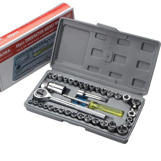 Boite D'outils 40 Pièces Ensemble de Clés à Douille Combinées Clés à cliquet
