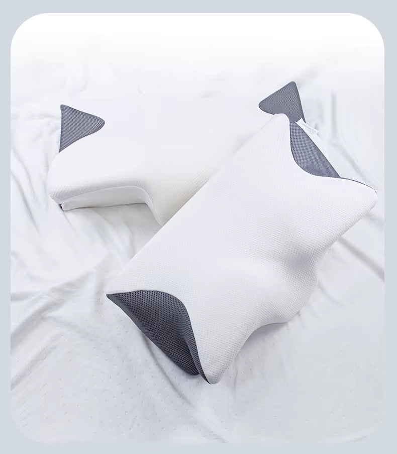 Oreiller orthopédique وسادة تقويم العظام من إسفنج الذاكرة على شكل فراشة، وسادة رقبة ناعمة بطيئة الارتداد