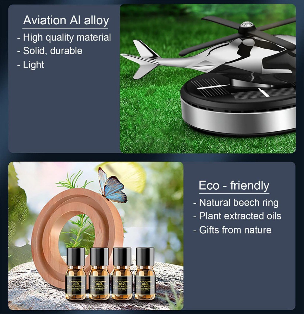 معطر جو للسيارة موزع روائح عطرية دوار يعمل بالطاقة الشمسية للسيارة والمنزل