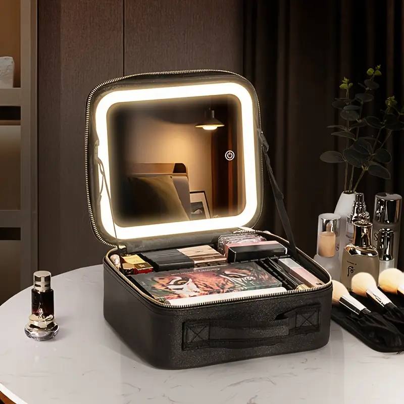 حقيبة مكياج احترافية مزودة بمرآة LED منظم مستحضرات التجميل Trousse de Maquillage Professionnelle avec Miroir LED